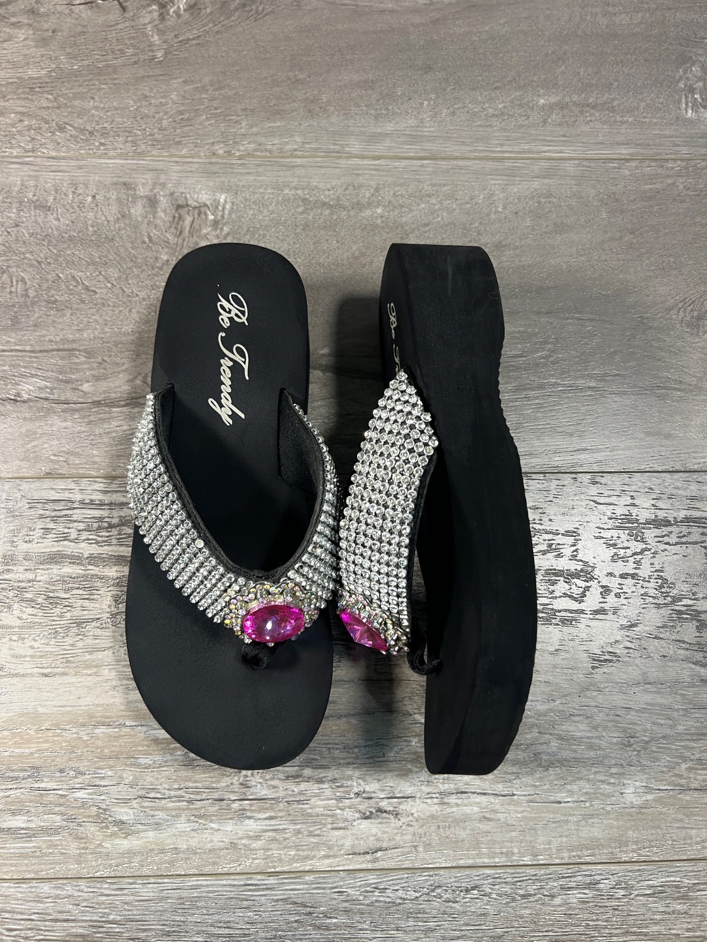 BeTrendy Rhinestone Wedge Platform Sandals Size 7